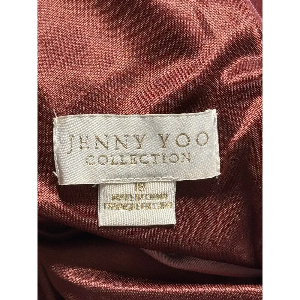 Jenny Yoo Devon Velvet Maxi Dress Gown Women's 18 English Rose Bridesmaid Formal